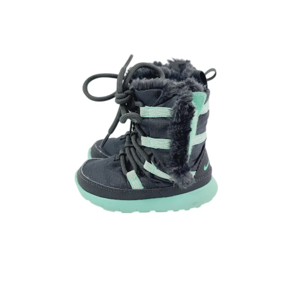Nike Boy's Green Black Roshe One Hi 859416-002 Mid-Calf Winter Snow Boot Size 6C